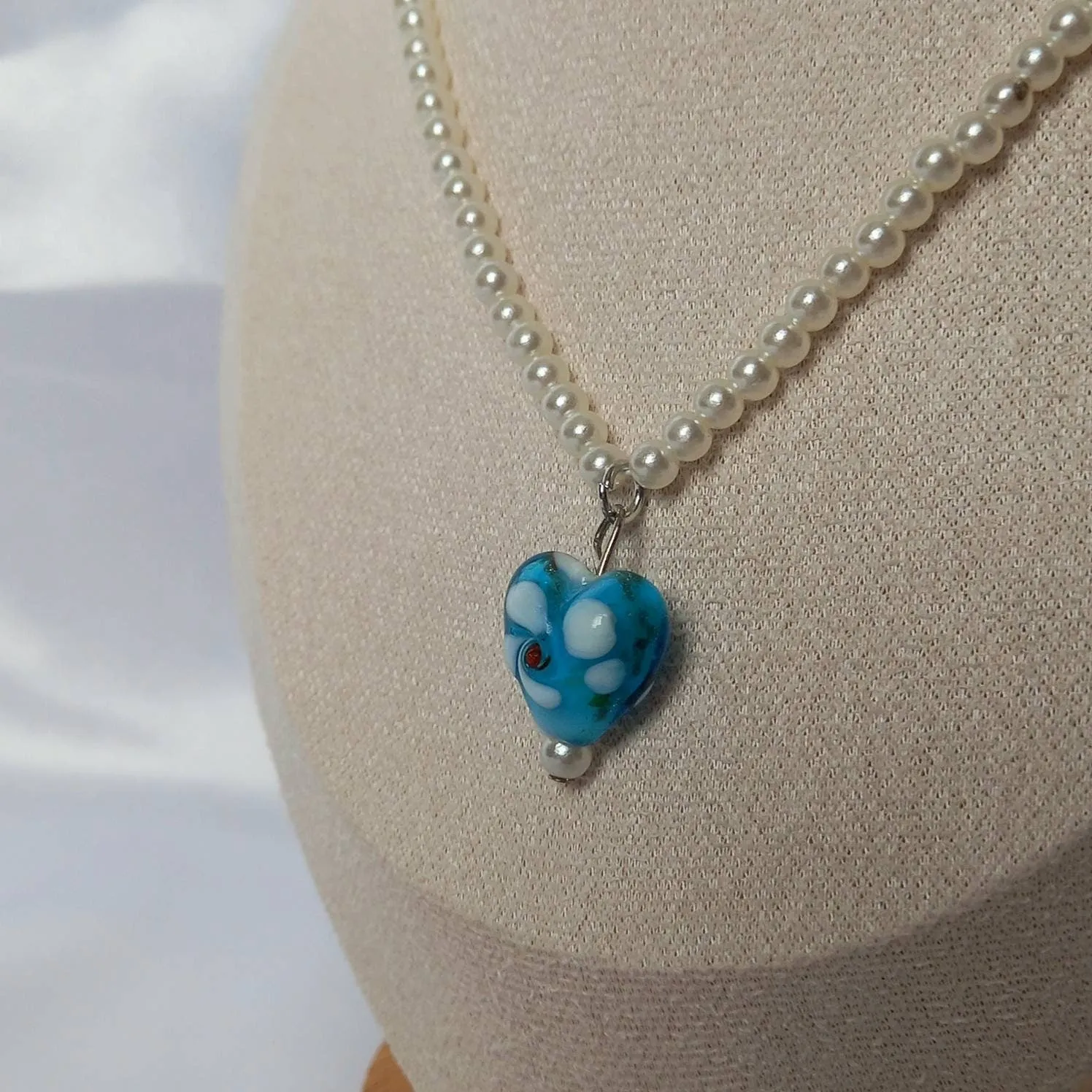 Faux Pearl Blue Bead Necklace - Pearl Jewellery,Blue Bead Necklaces,Blue Necklaces In The UK,Beaded Neclaces,Blue Bead Jewellery In The UK