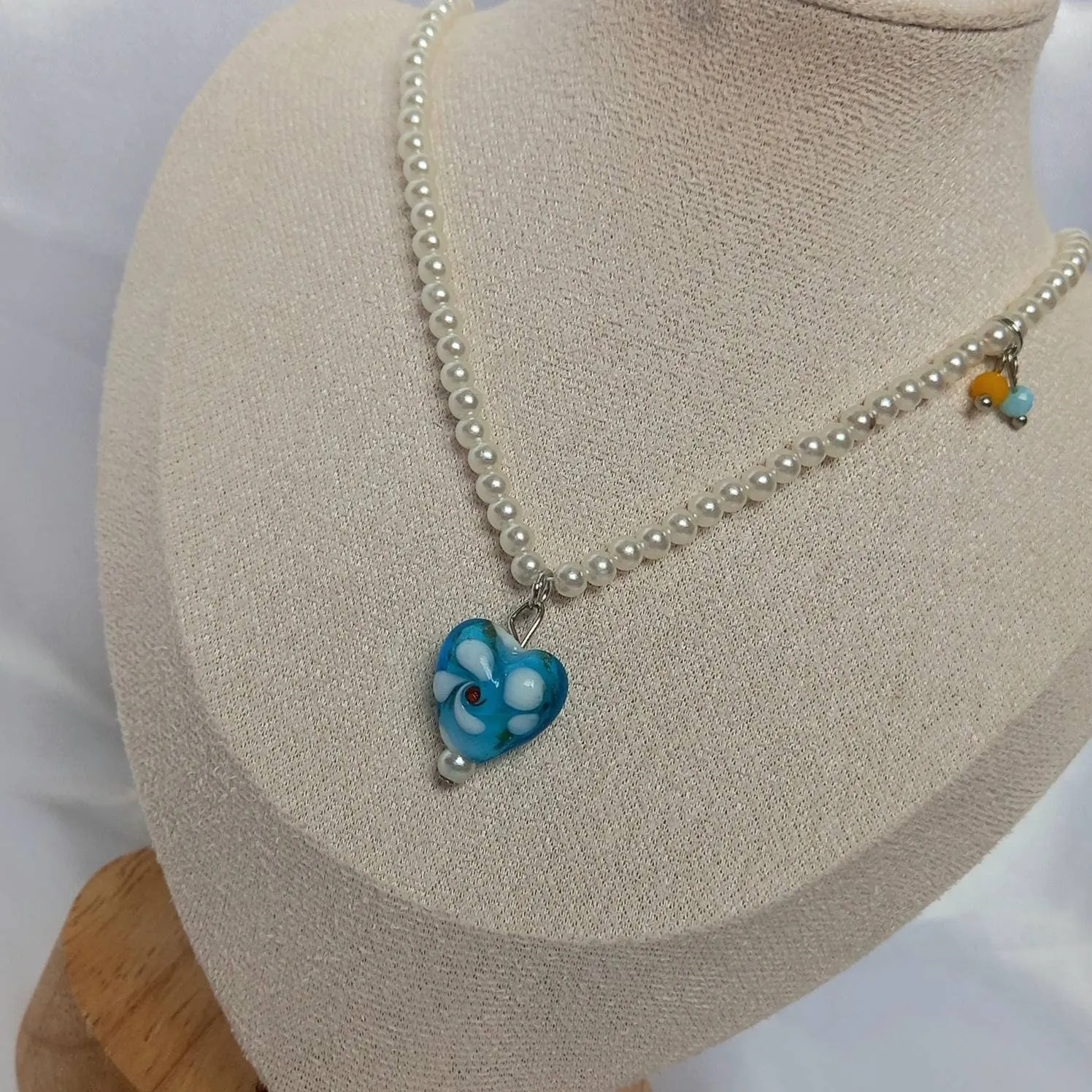 Faux Pearl Blue Bead Necklace - Pearl Jewellery,Blue Bead Necklaces,Blue Necklaces In The UK,Beaded Neclaces,Blue Bead Jewellery In The UK