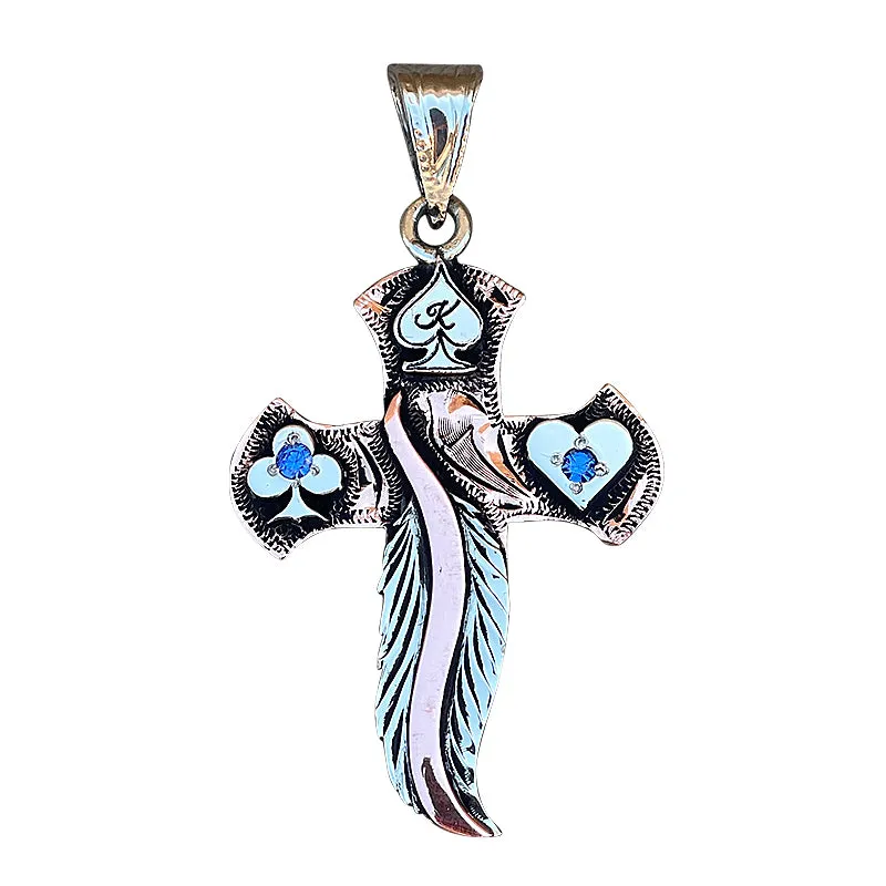 Feather Cross Pendant