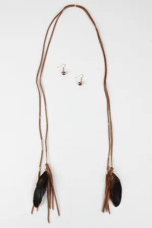 Feather Drape Suede Necklace
