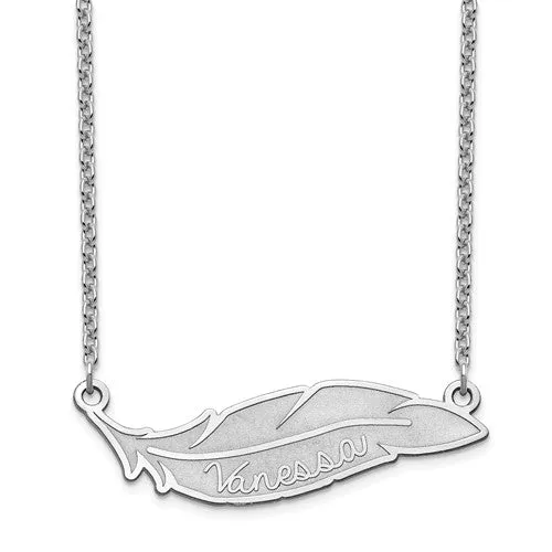 Feather Engraved Name Necklace
