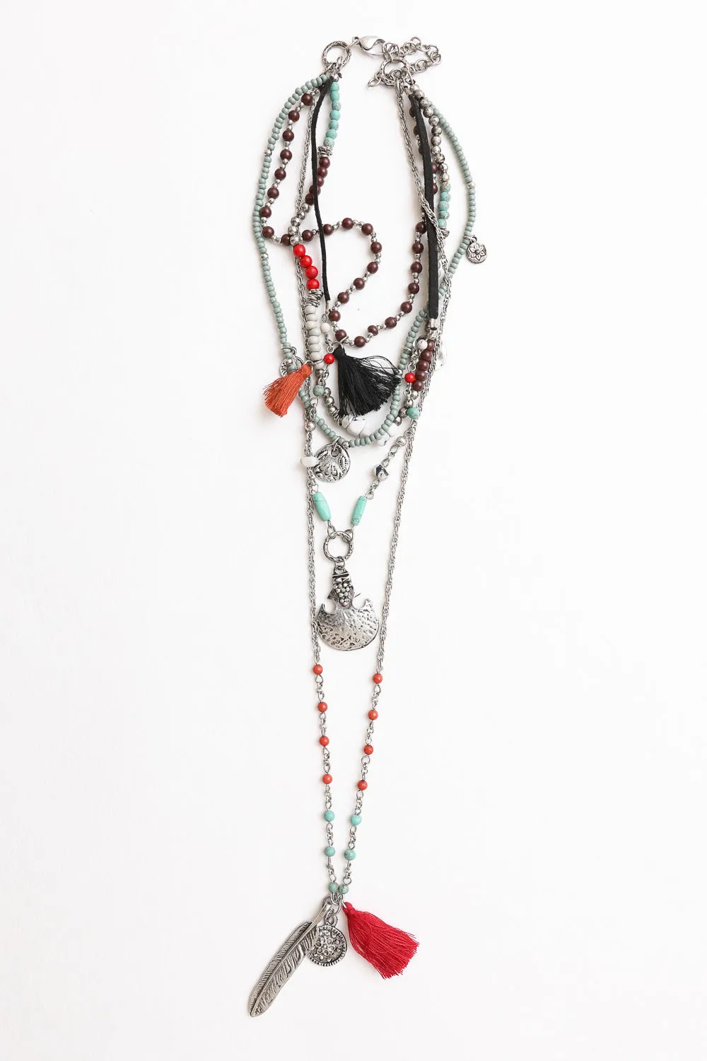 Feather Fringe Multi-Layered Necklaces.