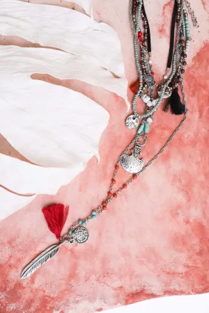 Feather Fringe Multi-Layered Necklaces.