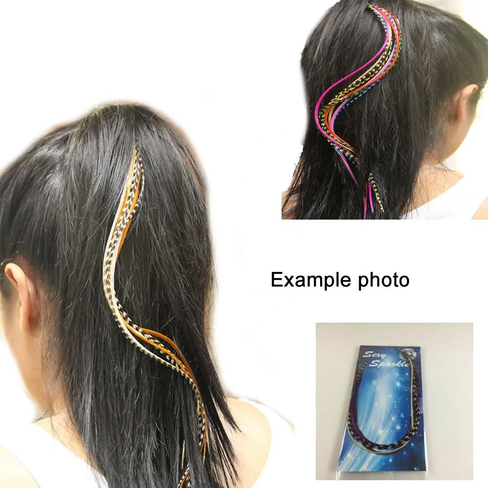 Feather Hair Extension – 25 Loose Long Natural Rooster Feathers in Brown, Beige, and Grizzly, All Individual Feathers, Ranging from 6 to 11 Inches in Length