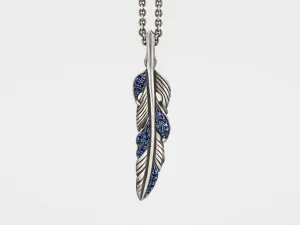 Feather Pendant with Blue Sapphires
