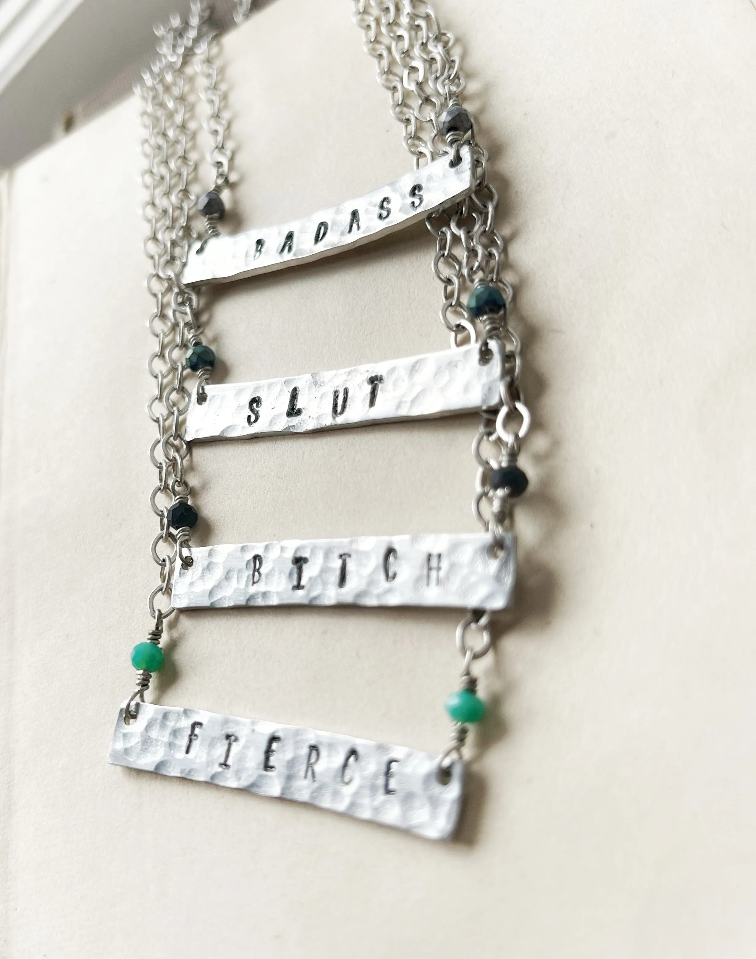 Fierce | Badass | Bitch | Slut | Feminist | Word Necklaces