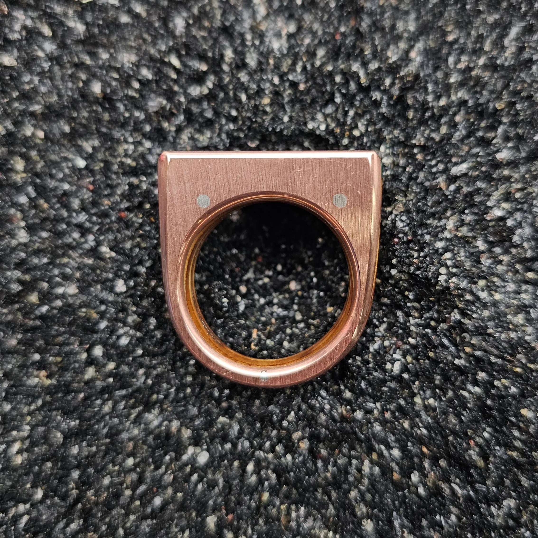 Fossilized Teal Coral & Copper Tapered Ring - Size 10.5