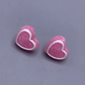 Frosted Candy Heart Stud Earrings