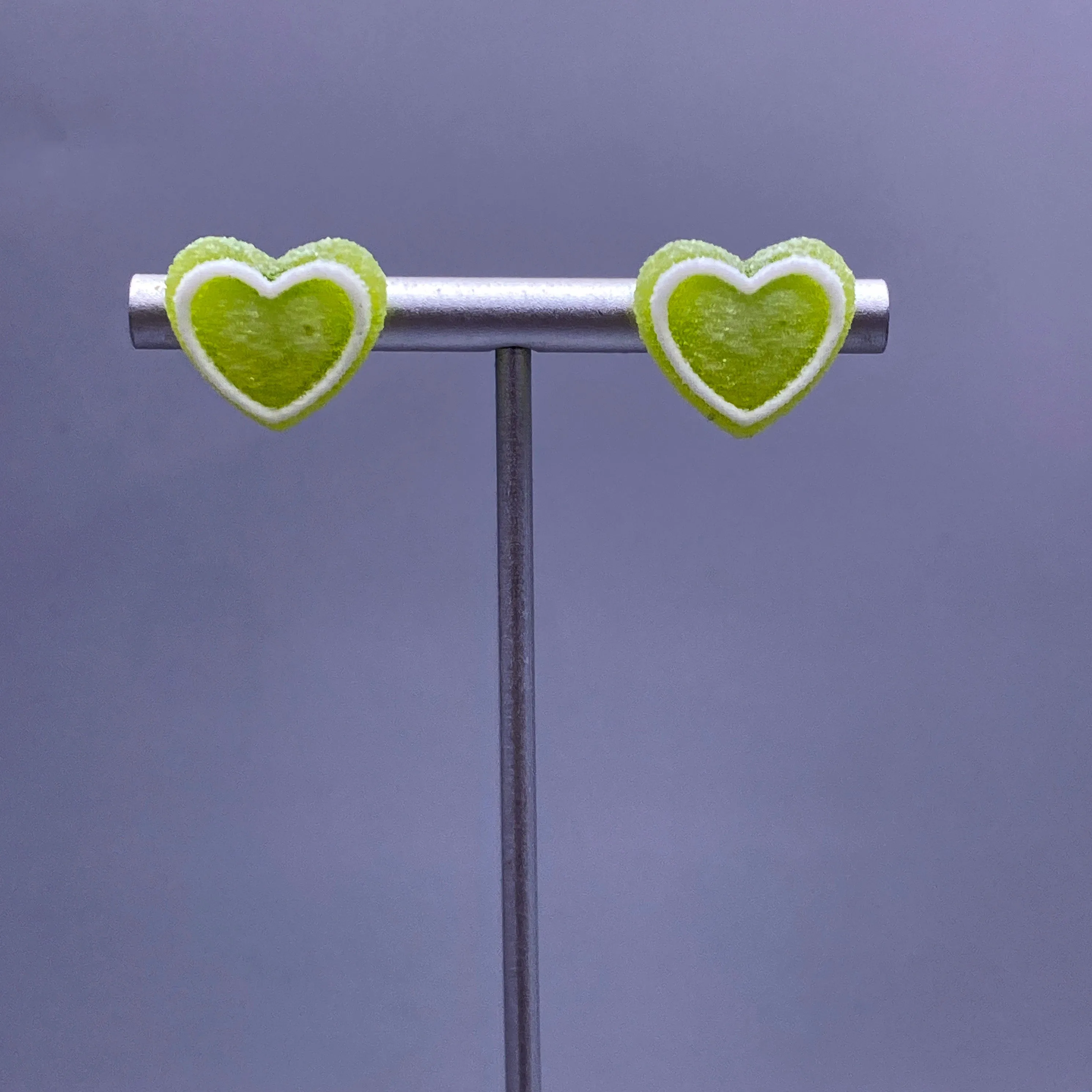 Frosted Candy Heart Stud Earrings