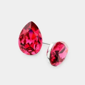 Fuchsia Teardrop Crystal Earrings