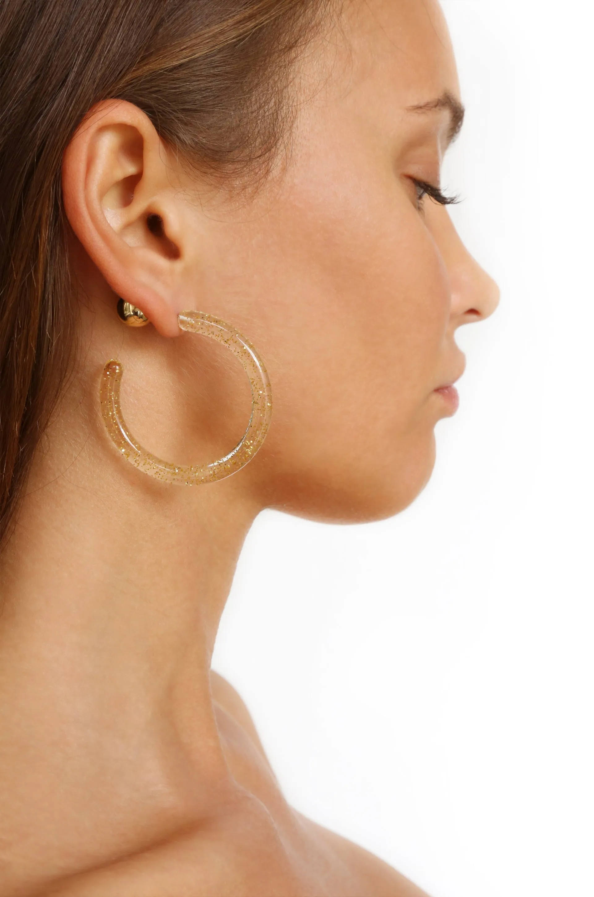 Gemini Gold Flecked Resin Hoop Earrings