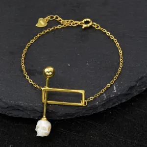 Geometric Galaxy Love Pearl Skull Bracelet