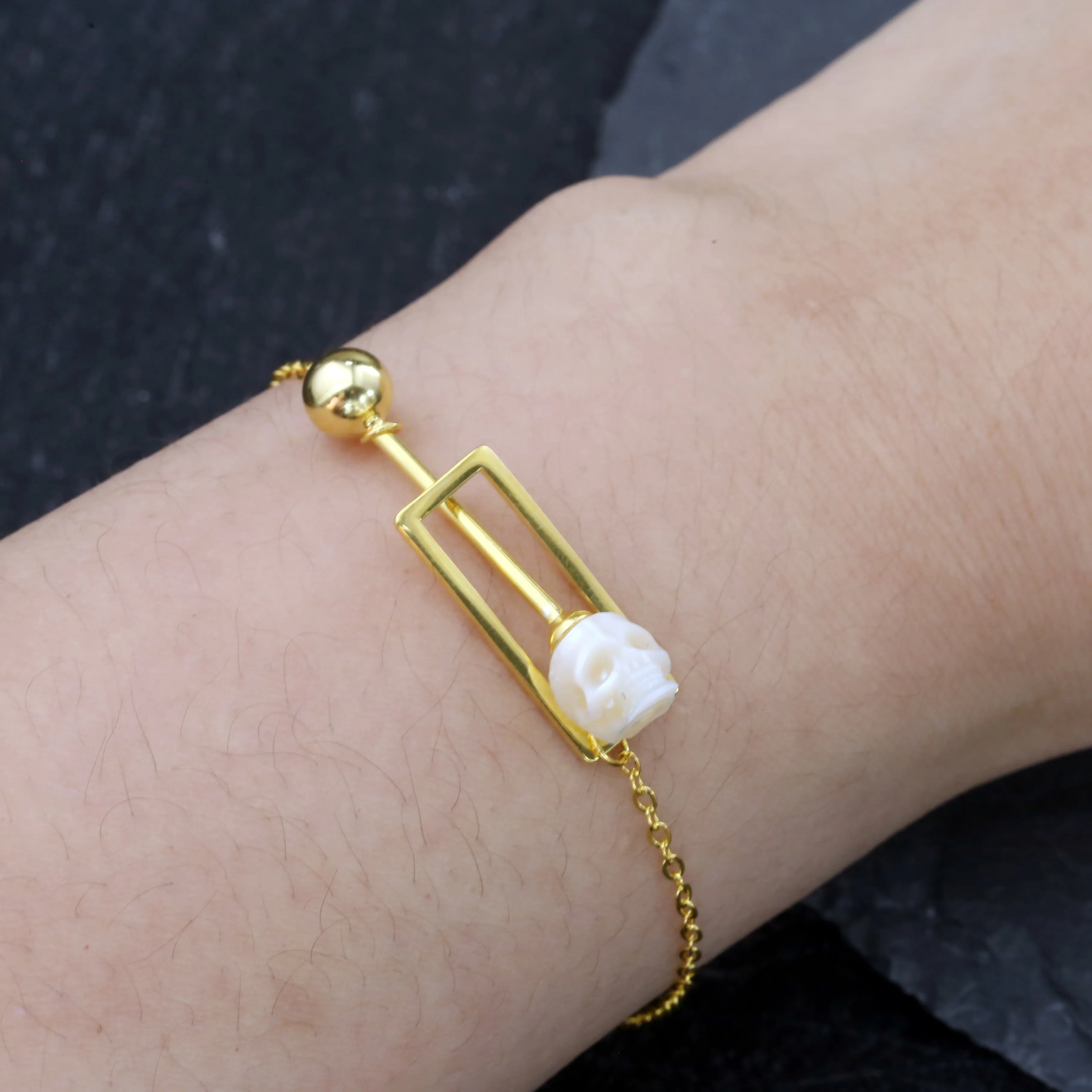 Geometric Galaxy Love Pearl Skull Bracelet