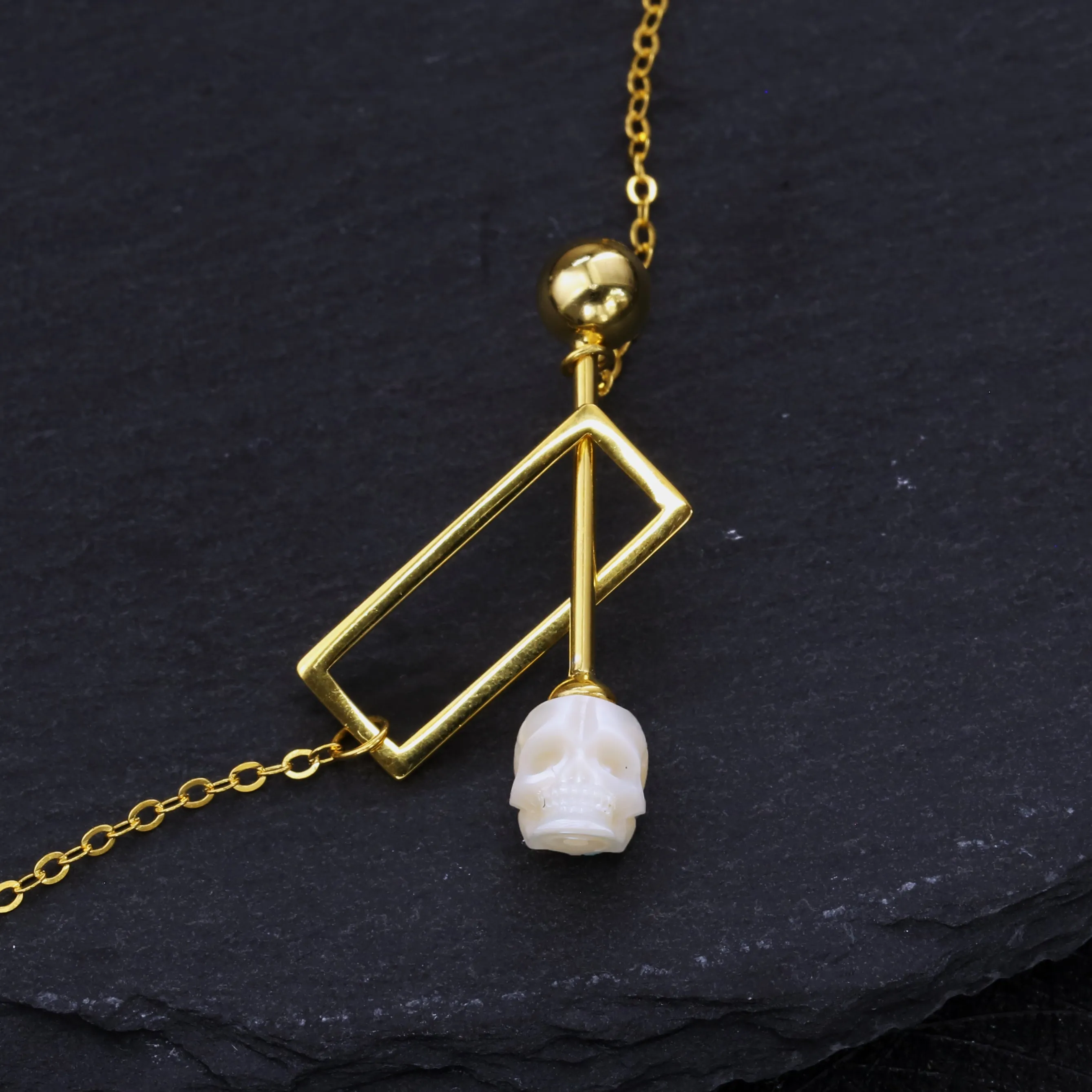Geometric Galaxy Love Pearl Skull Bracelet