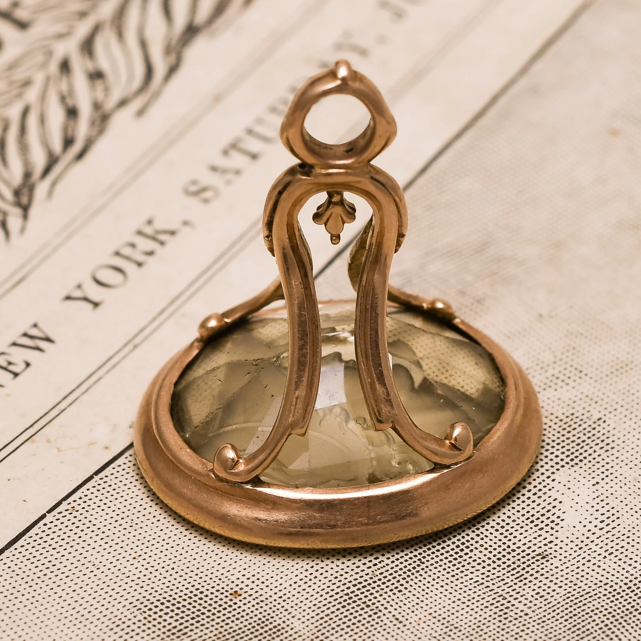 Georgian Citrine "Athena" Intaglio Seal Fob Pendant