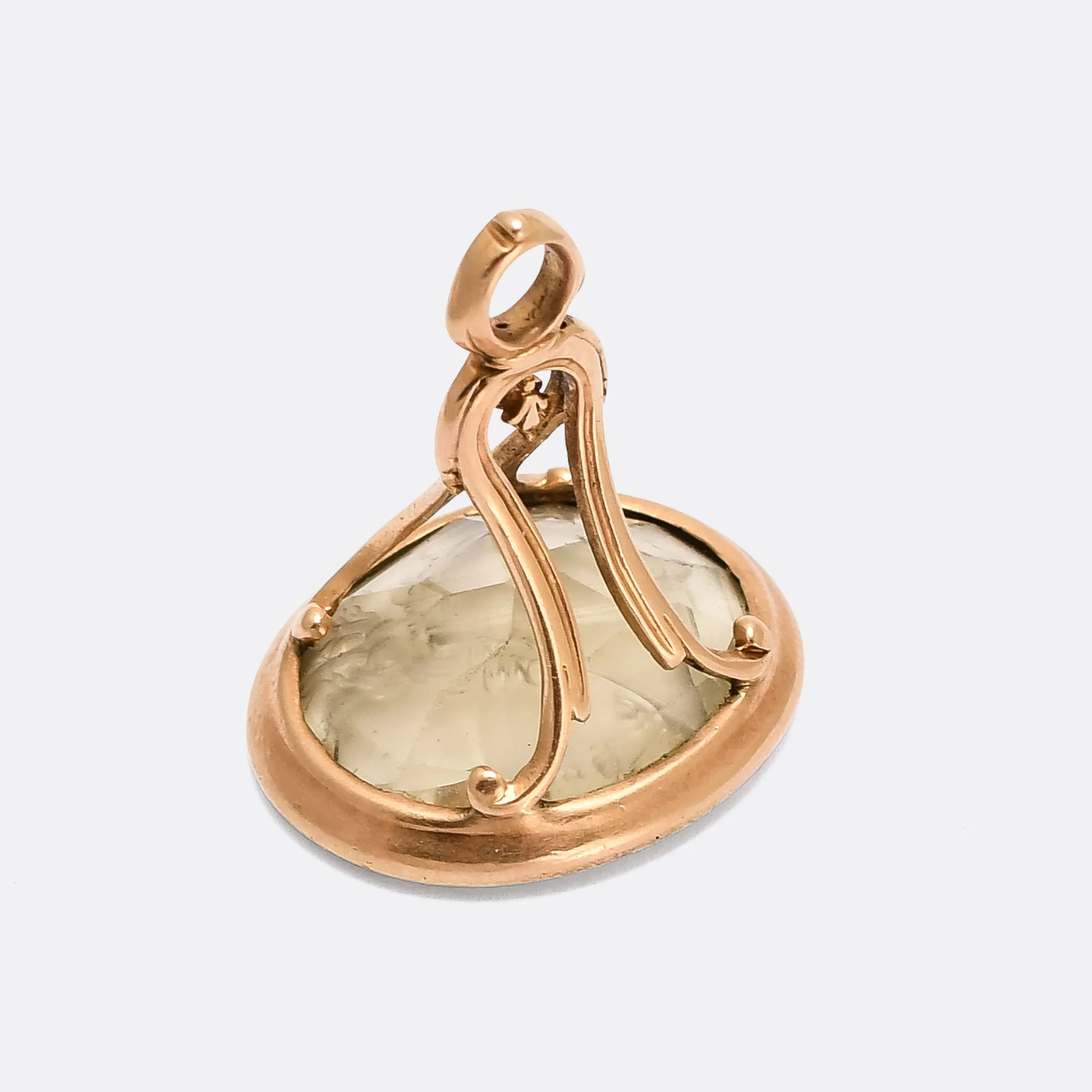 Georgian Citrine "Athena" Intaglio Seal Fob Pendant