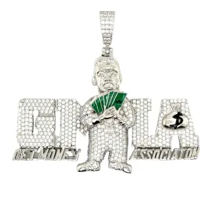 Get Money Associaton Sterling Silver 2.5" Mens Rapper Charm Pendant -  C477189