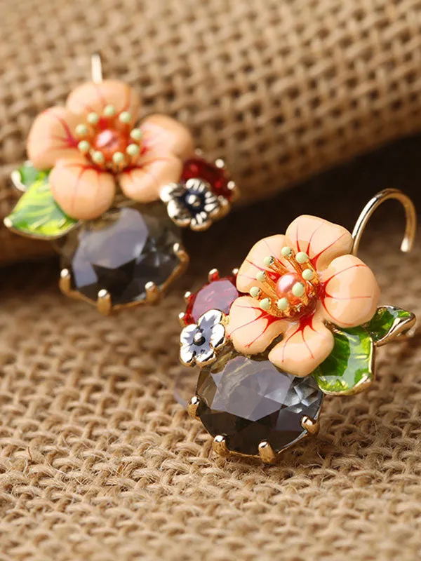 Glazed Flower Pattern Earrings