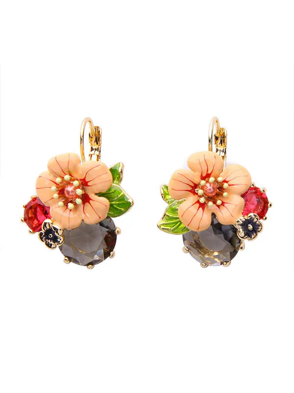 Glazed Flower Pattern Earrings