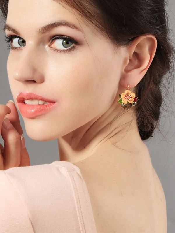 Glazed Flower Pattern Earrings