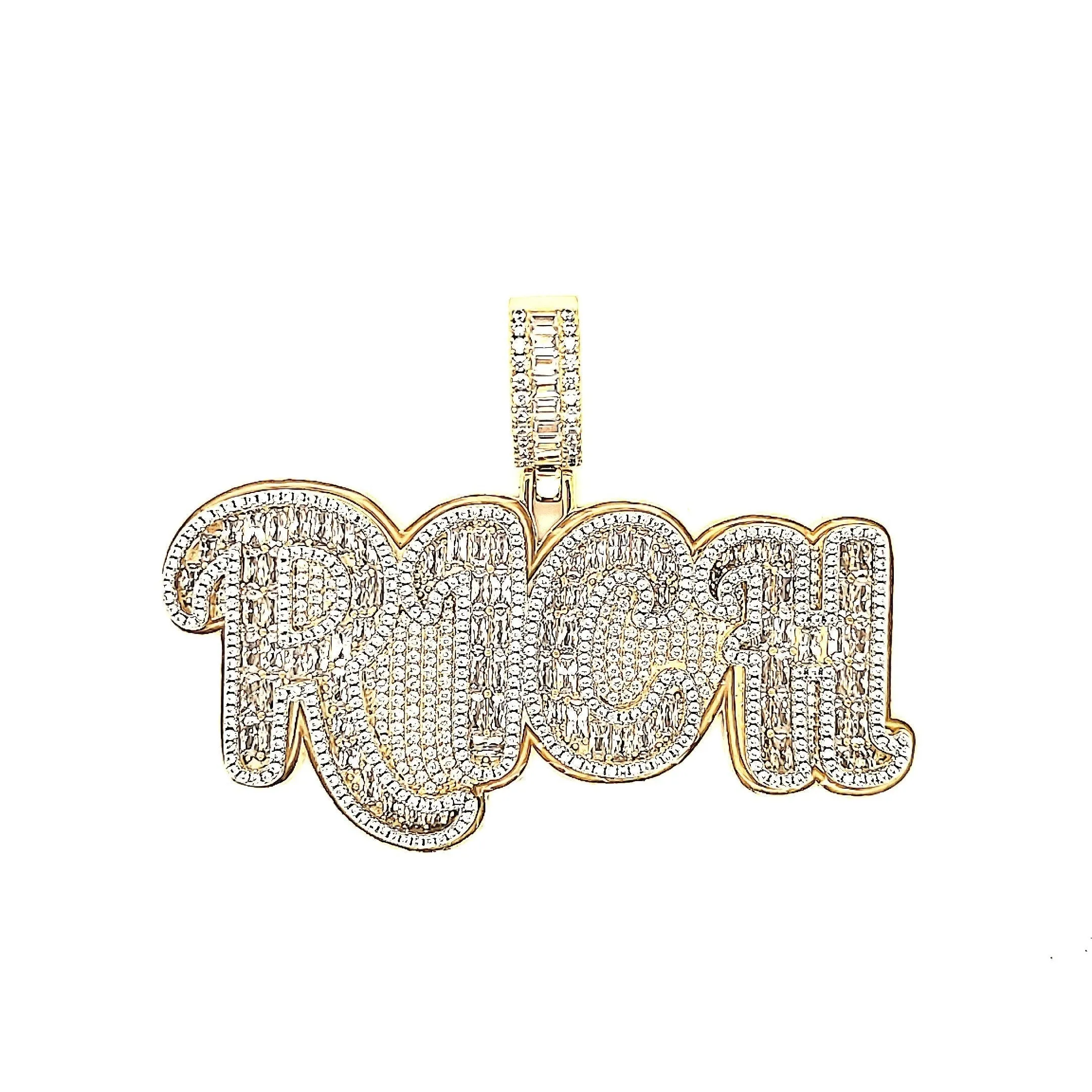 Glow in the Dark RICH Baguette Zirconia Sterling Pendant Charm - C416303