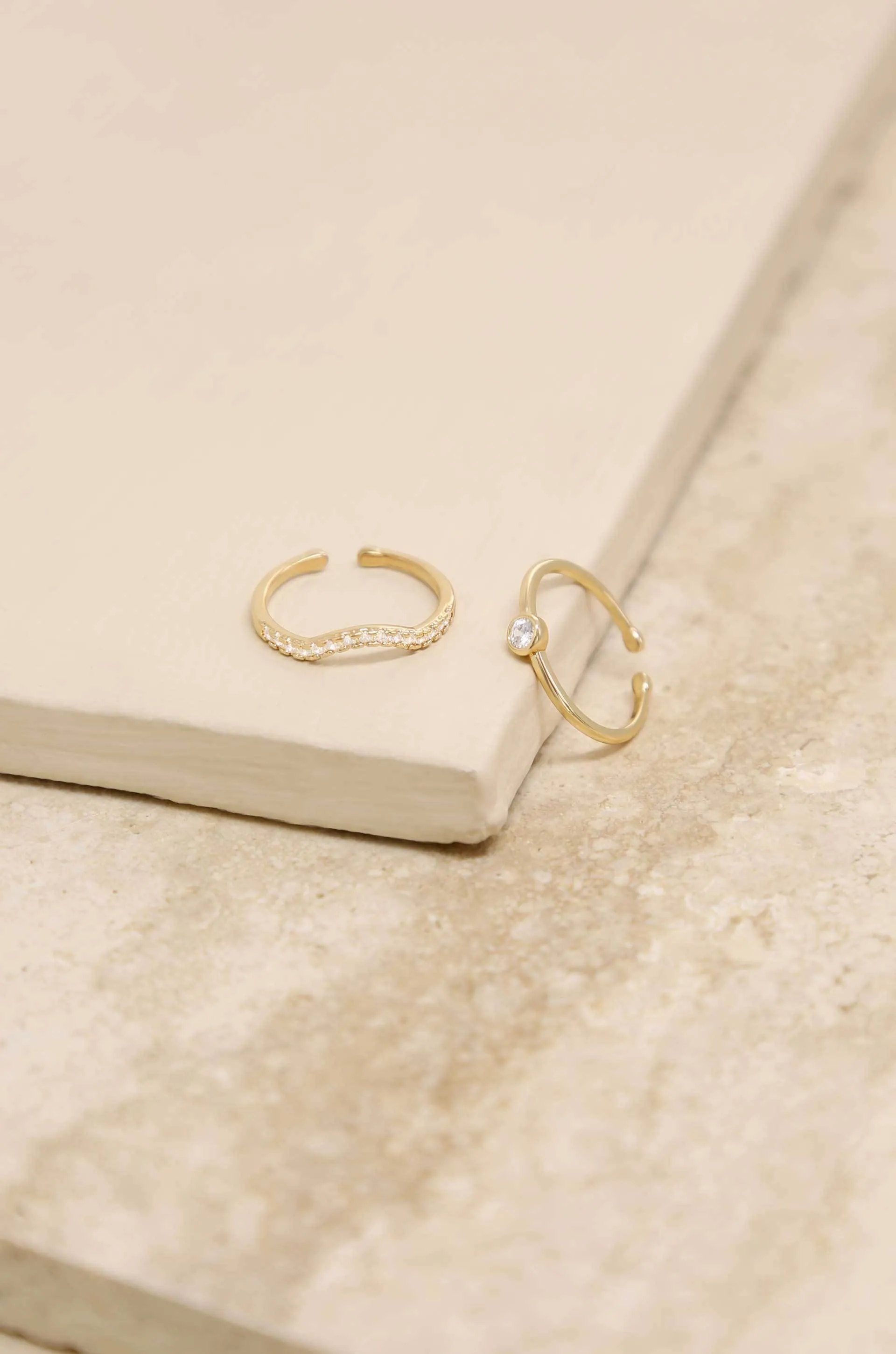 Go Together Crystal and 18k Gold Plated Ring Set