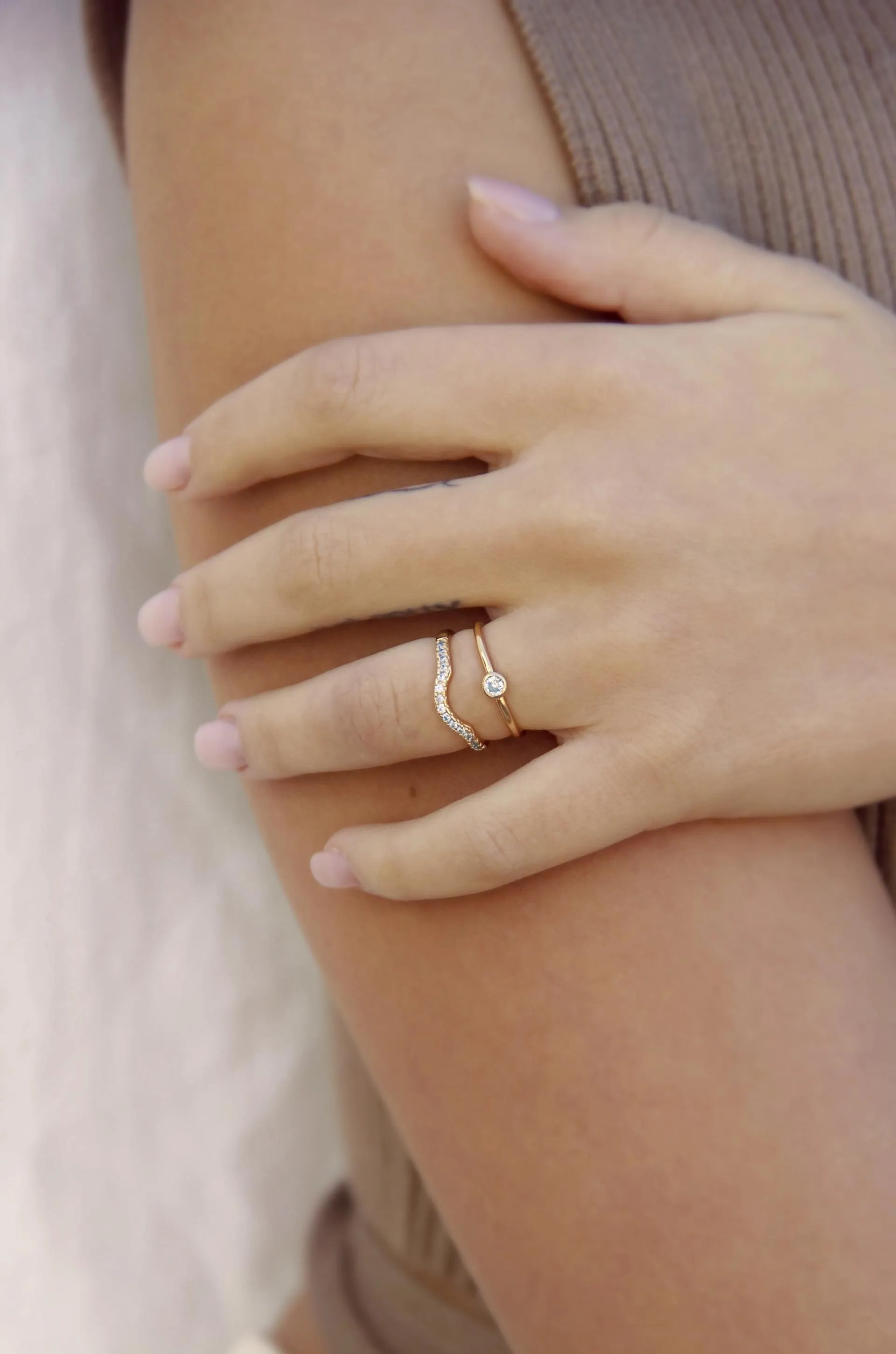 Go Together Crystal and 18k Gold Plated Ring Set