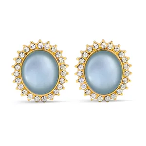 GOLD ASHLEY BLUE MOONSTONE CRYSTAL STUD EARRINGS #HNE87184GDAE