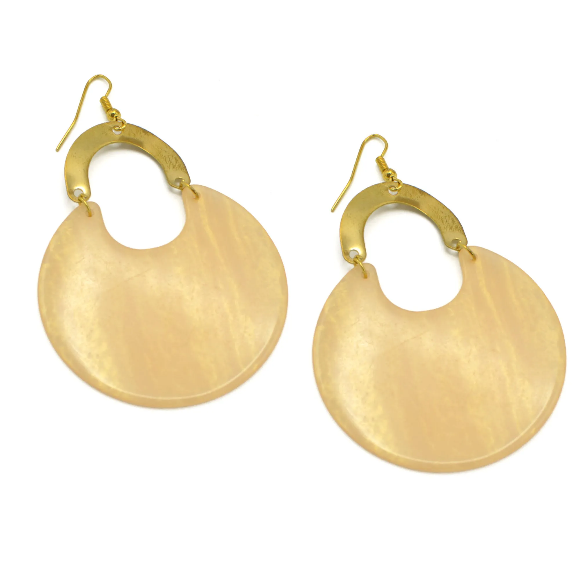 GOLD CREAME MARBLED RESIN DROP EARRINGS #FWNK-2202-121