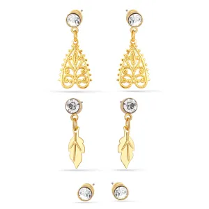 GOLD CRYSTAL SET OF 3 STUD  EARRINGS #SWR-CP3220GLD (MD3)