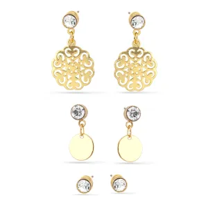 GOLD FILIGREE CRYSTAL SET OF 3 STUD  EARRINGS #SWR-CP3218 (GF3)