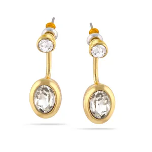 GOLD OVAL CRYSTAL STUD EARRINGS #HNE88443GDCR