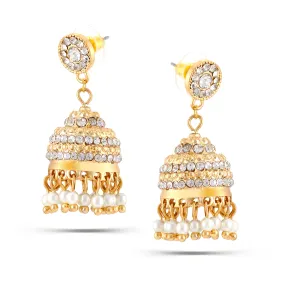 GOLD PEARL AND CRYSTAL DOME EARRINGS #SQ3227