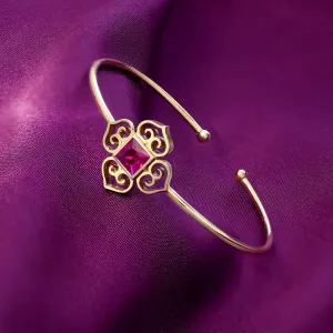 Gold Plated Sterling Silver Radiant Ruby Stone Cuff Bracelet