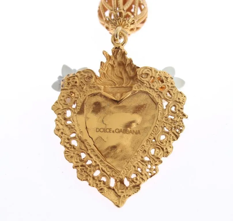 Gold Red Crystal Heart Pupi Doll Dangling Hook Earring