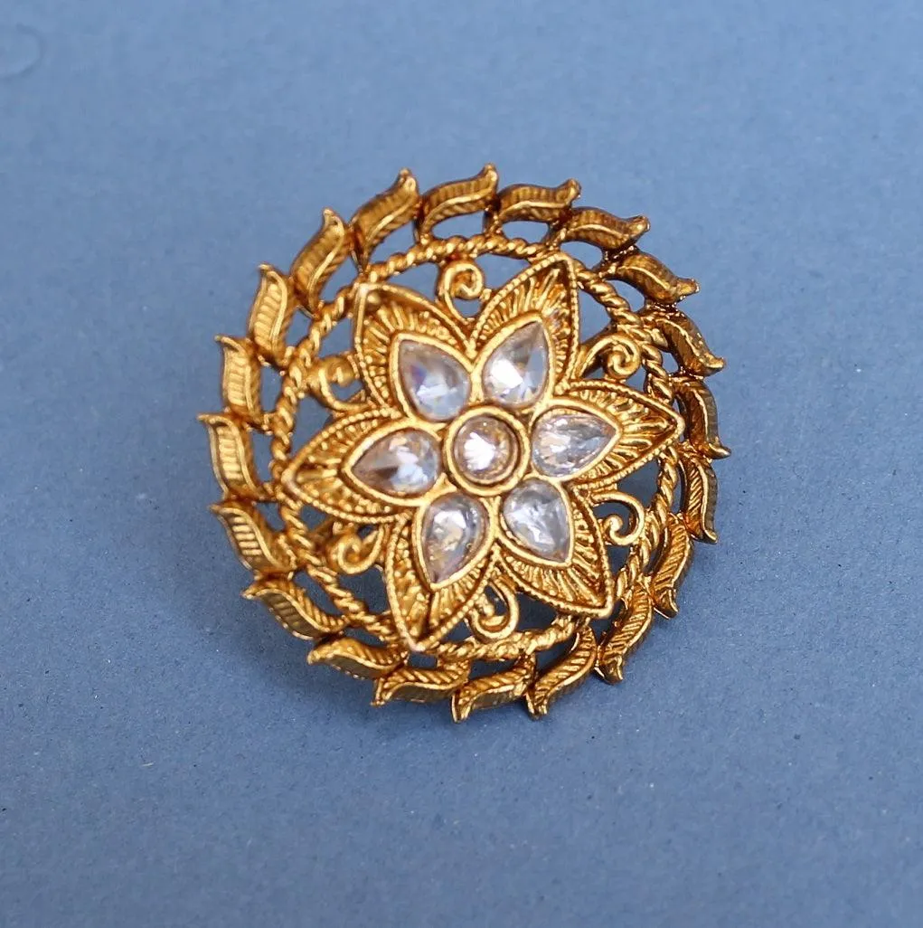 Golden Adjustable Kundan Finger Rings