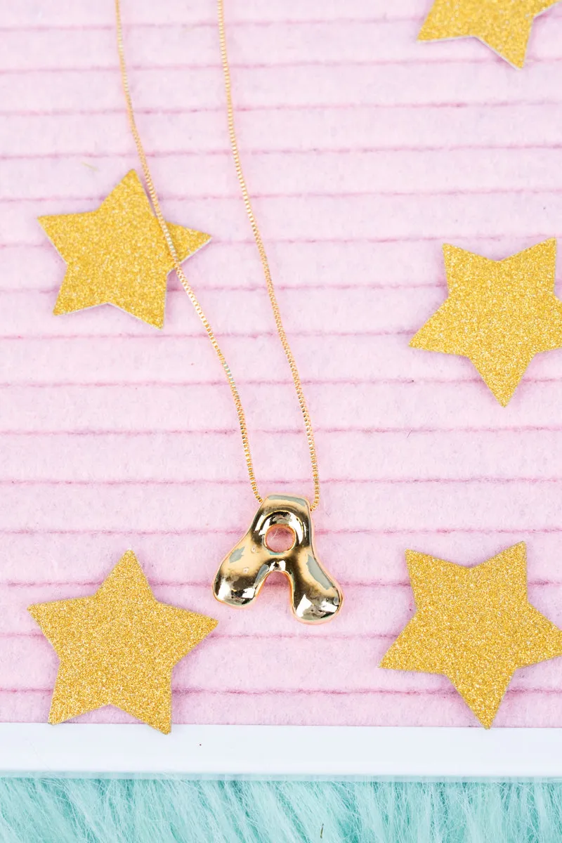 Goldtone Bubble Initial 'A' Necklace