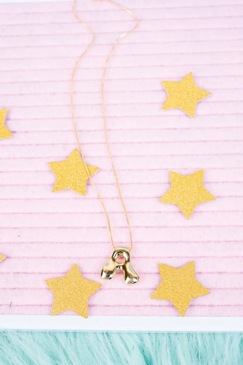 Goldtone Bubble Initial 'A' Necklace