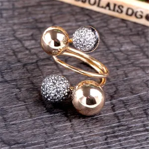 Gray & 18K Gold-Plated Adjustable Flower Ball Ring