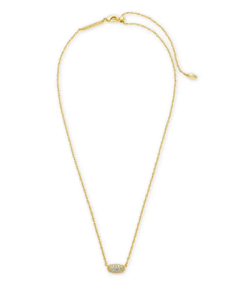 GRAYSON CRYSTAL PENDANT NECKLACE GOLD METAL WHITE CZ