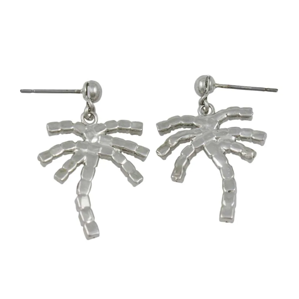 Green and Brown Crystal Palm Tree Pierced Earring - PRL165E