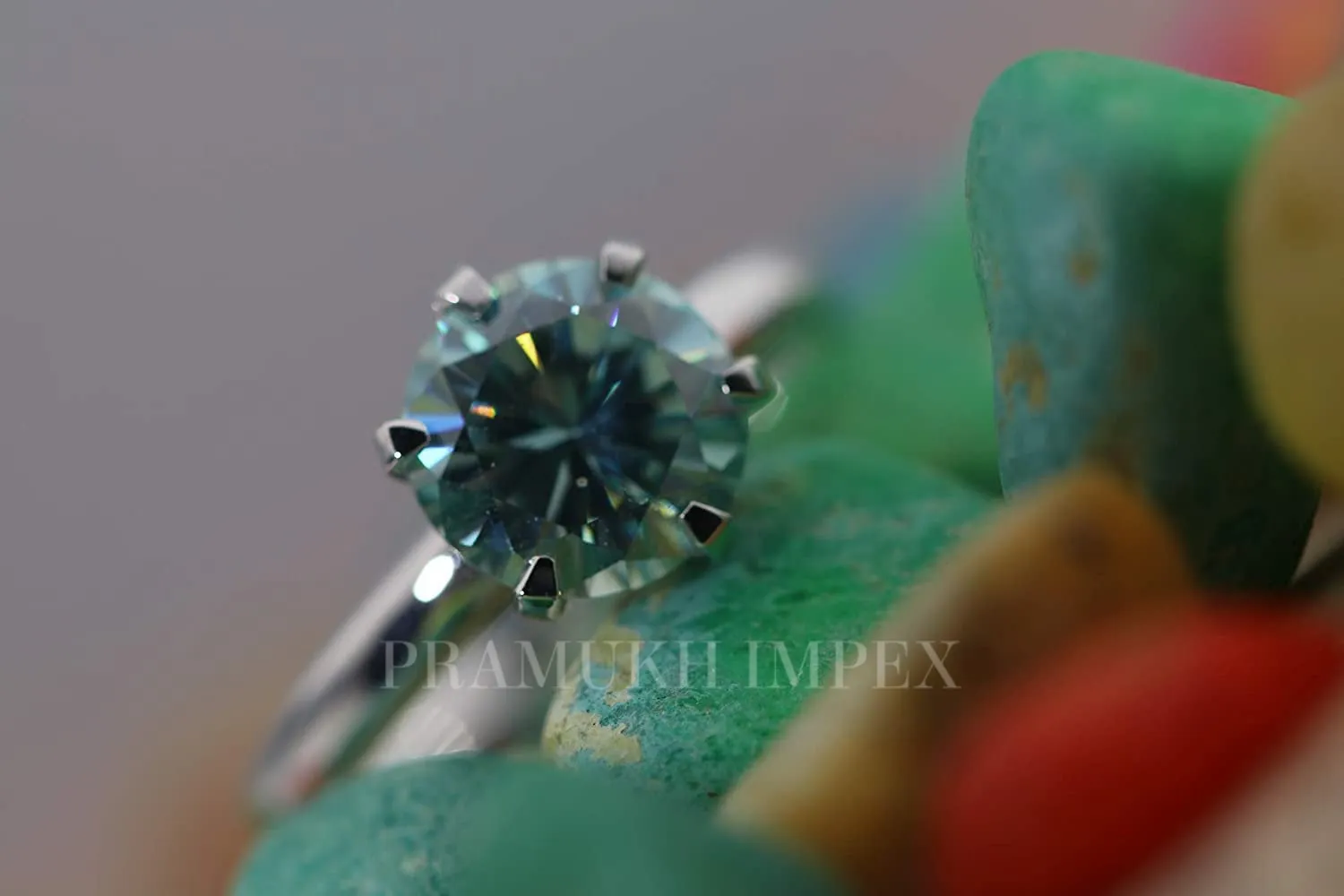Green Blue Moissanite Engagement Ring white gold vintage unique Solitaire Engagement Ring for women wedding Anniversary Gift   2.38CT