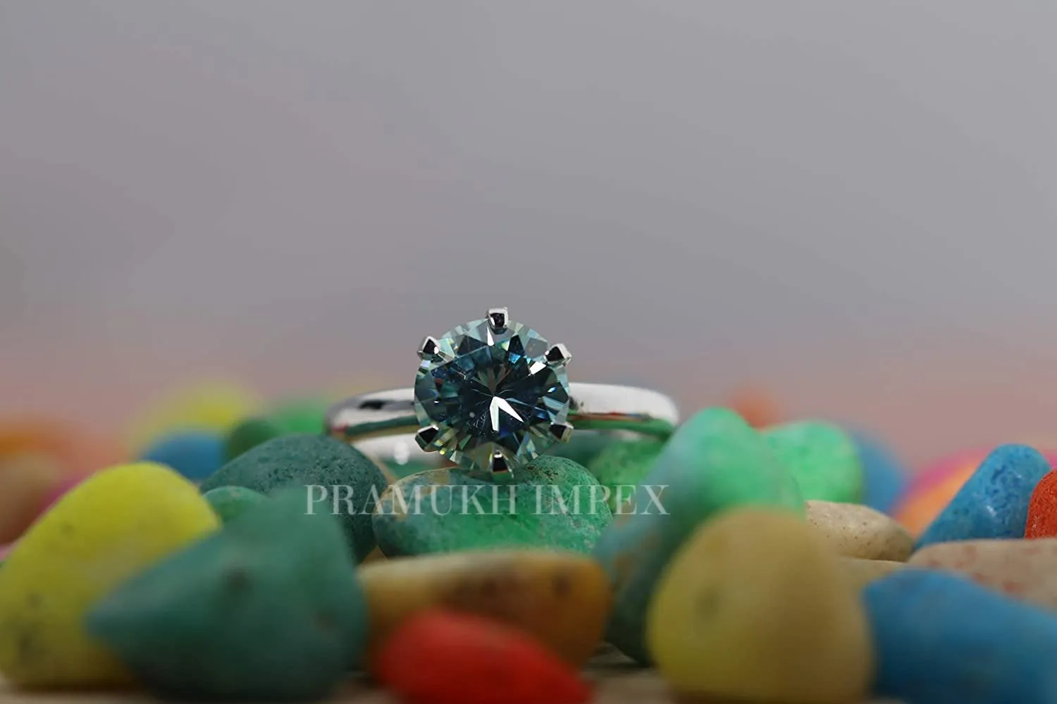 Green Blue Moissanite Engagement Ring white gold vintage unique Solitaire Engagement Ring for women wedding Anniversary Gift   2.38CT