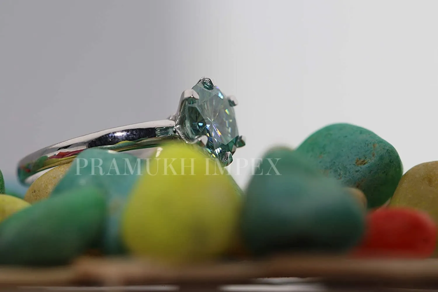 Green Blue Moissanite Engagement Ring white gold vintage unique Solitaire Engagement Ring for women wedding Anniversary Gift   2.38CT
