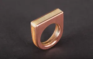Green Camel Bone & Copper Ring - Size 7