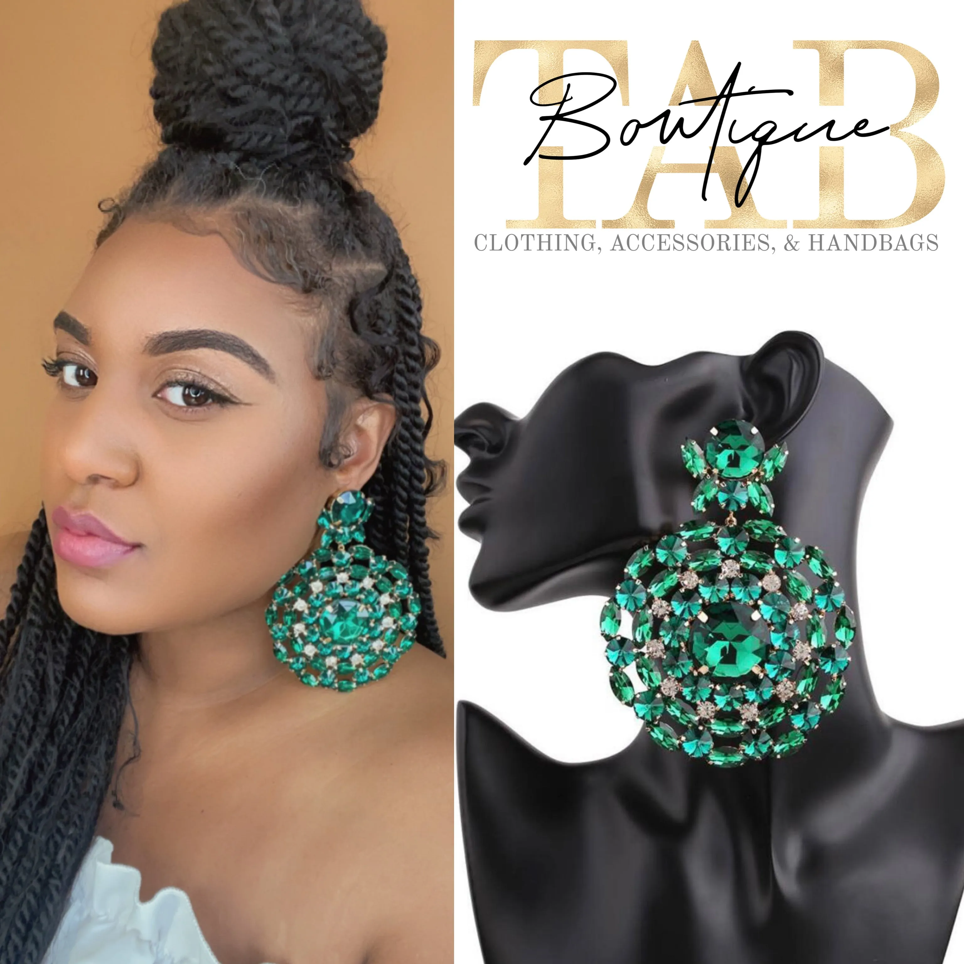 Green Crystal Earrings