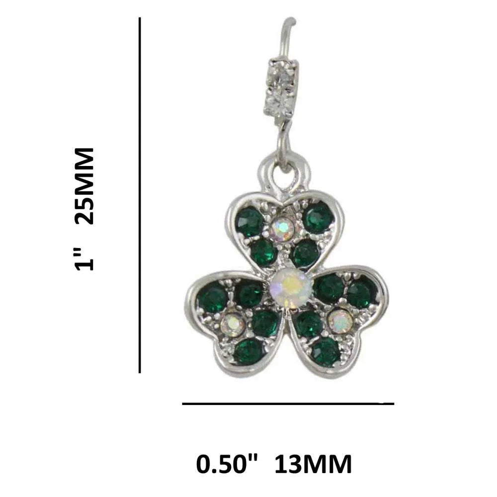 Green Crystal Shamrock Clover Dangling Earring - REC510
