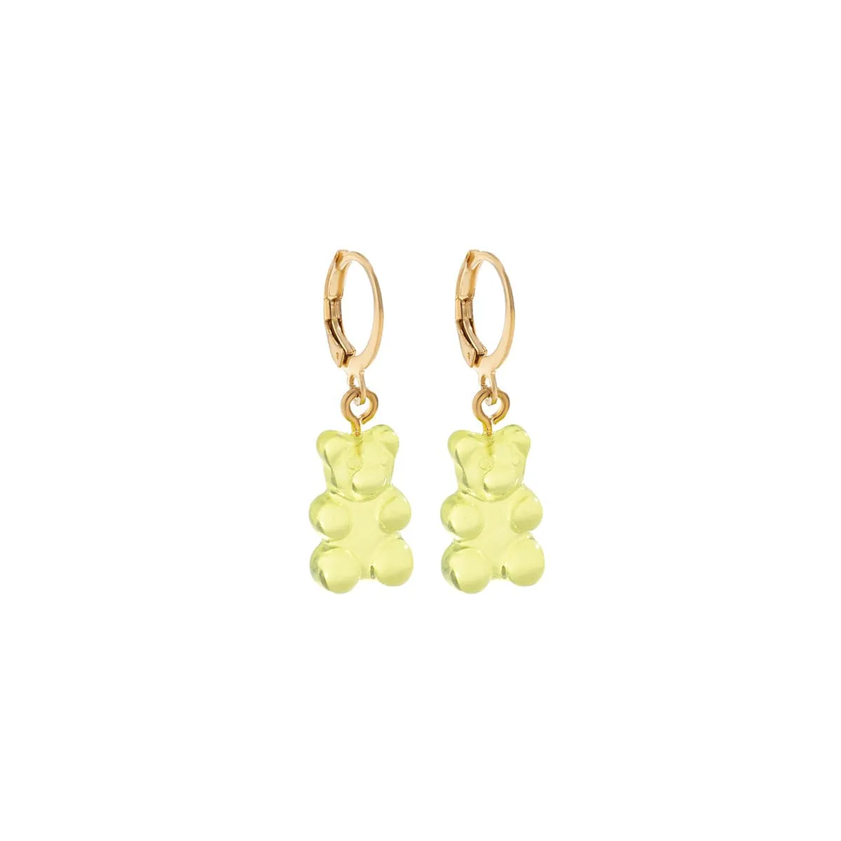 Green Resin & 18K Gold-Plated Bear Huggie Drop Earrings