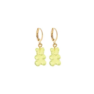Green Resin & 18K Gold-Plated Bear Huggie Drop Earrings