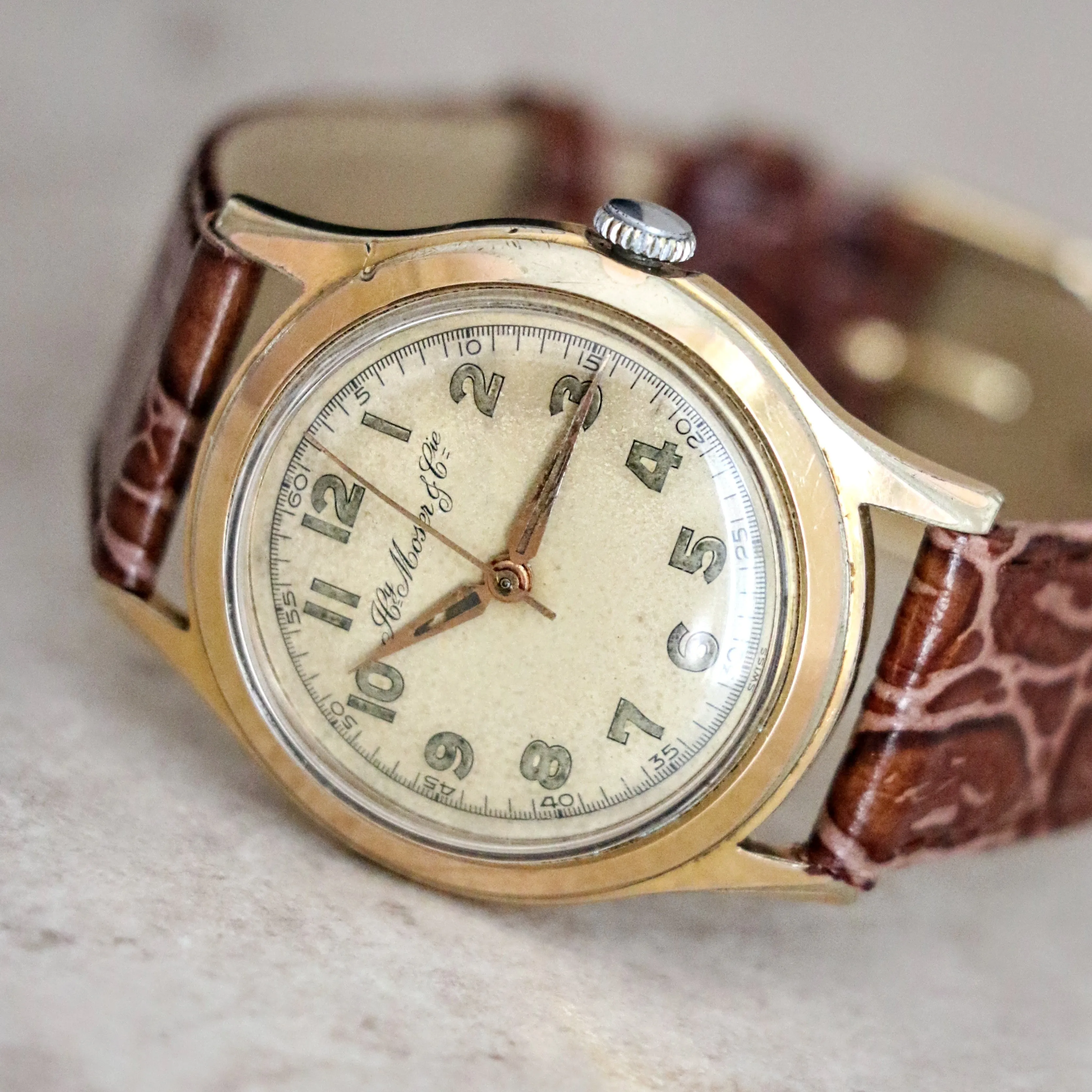 H. MOSER & Cie. Wristwatch 17 Rubis Cal. ETA 1100 Swiss Vintage Watch Luminous Dial